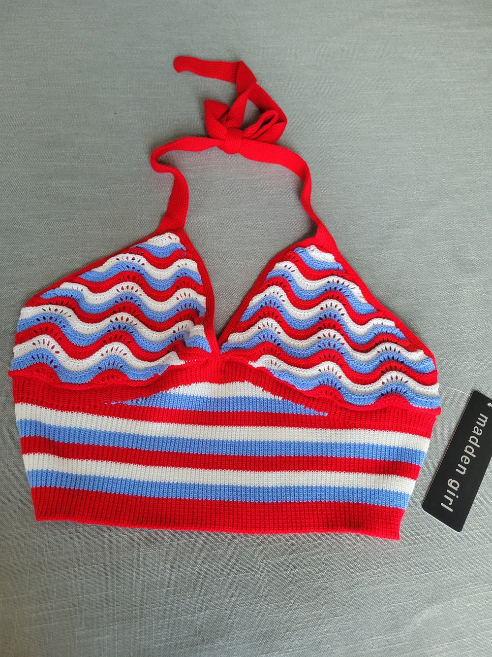 Red White and Blue Crochet Halter Top